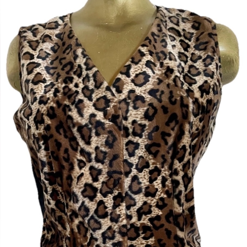 EPIX Vintage 90s Faux LEOPARD Fur VEST Size Large